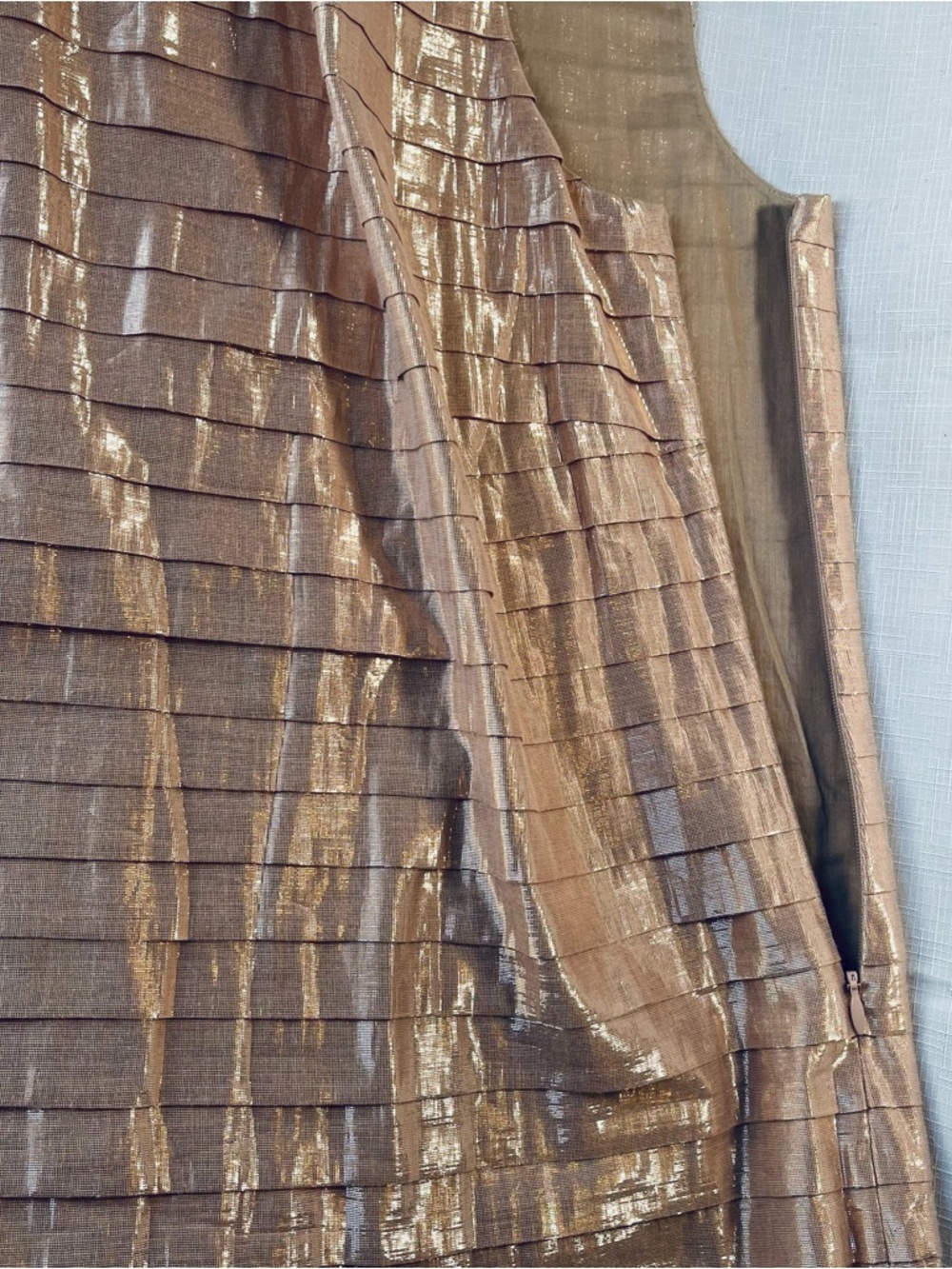 J.Crew Rare Metallic Rose Gold Tiered Tank - Size Large - EUC - Picture 6 of 9
